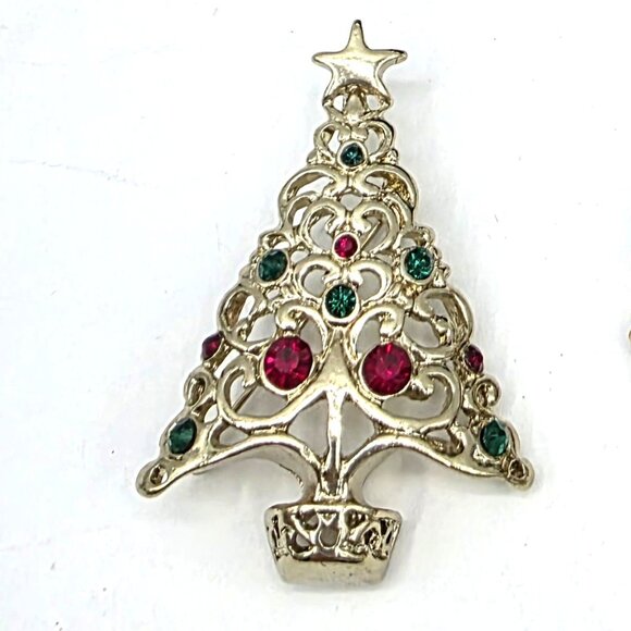 Vintage Collection 3 Novelty Christmas Brooch Pins Pendants Tree Santa Reindeer - Picture 3 of 9